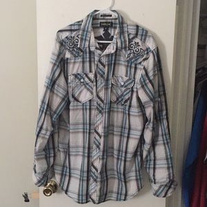 A Helix Athletic Fit button down shirt.